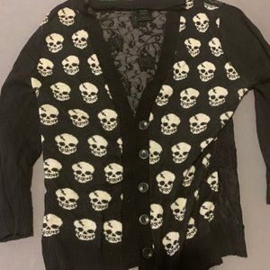 Black skull goth lace cardigan
